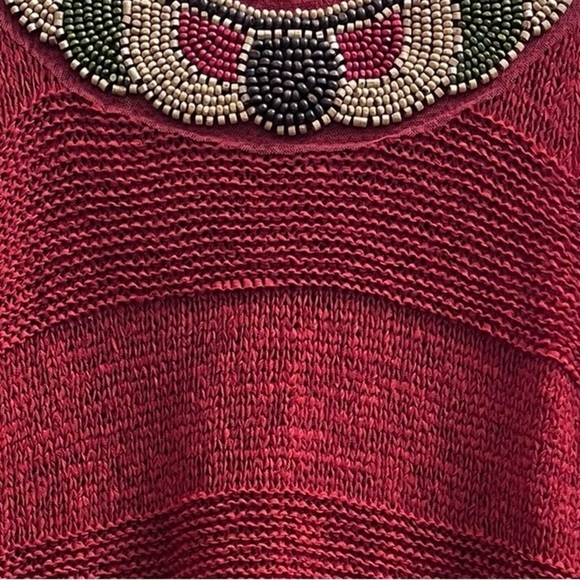 Crochet Open Knit Beaded Embellished Fringe Trim Tunic Micro Mini Dress Large - Picture 4 of 9